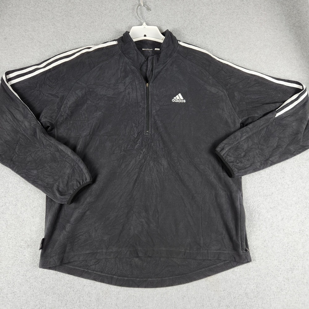 Adidas Climawarm Sweater Mens XL Black Fleece Quarter Zip Raglan Sleeve Pullover